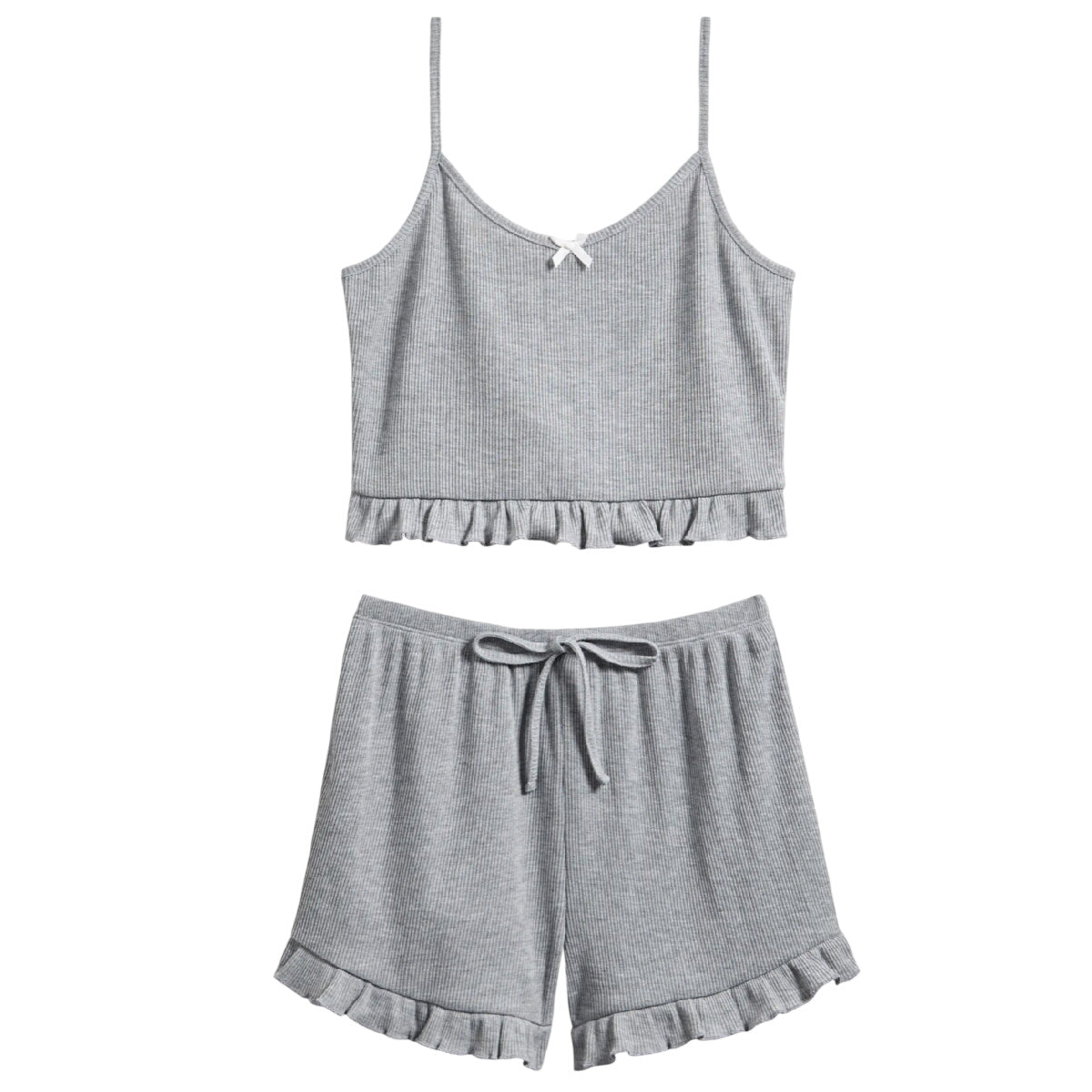 Tween Ruffle Rib Camisole & Shorts Pajamas