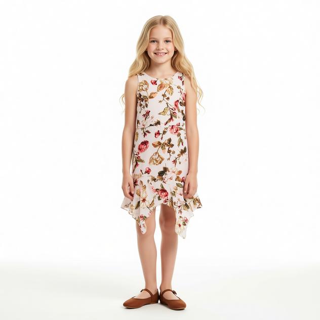 Tween Floral Handkerchief Party Dress