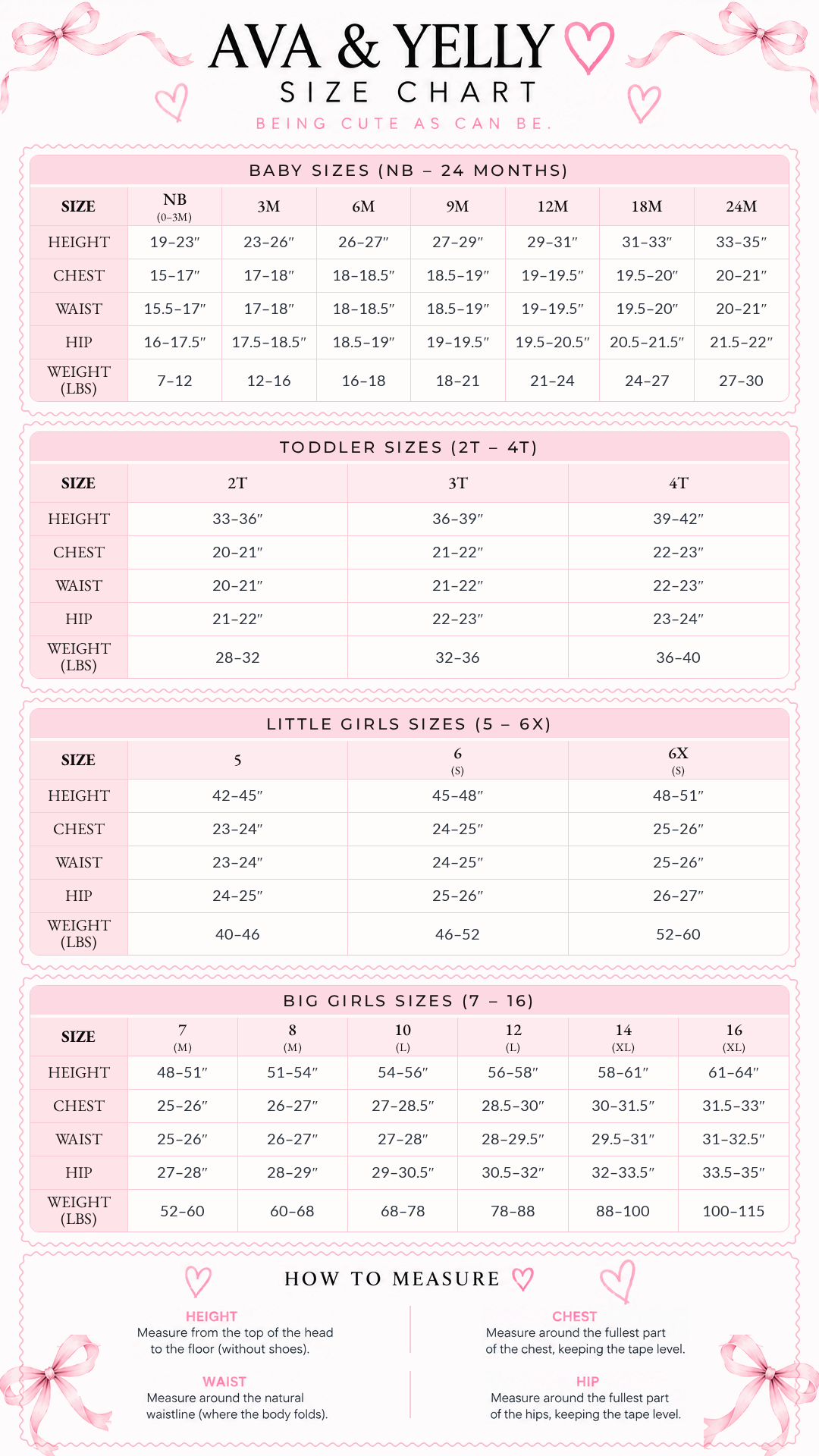 Size chart