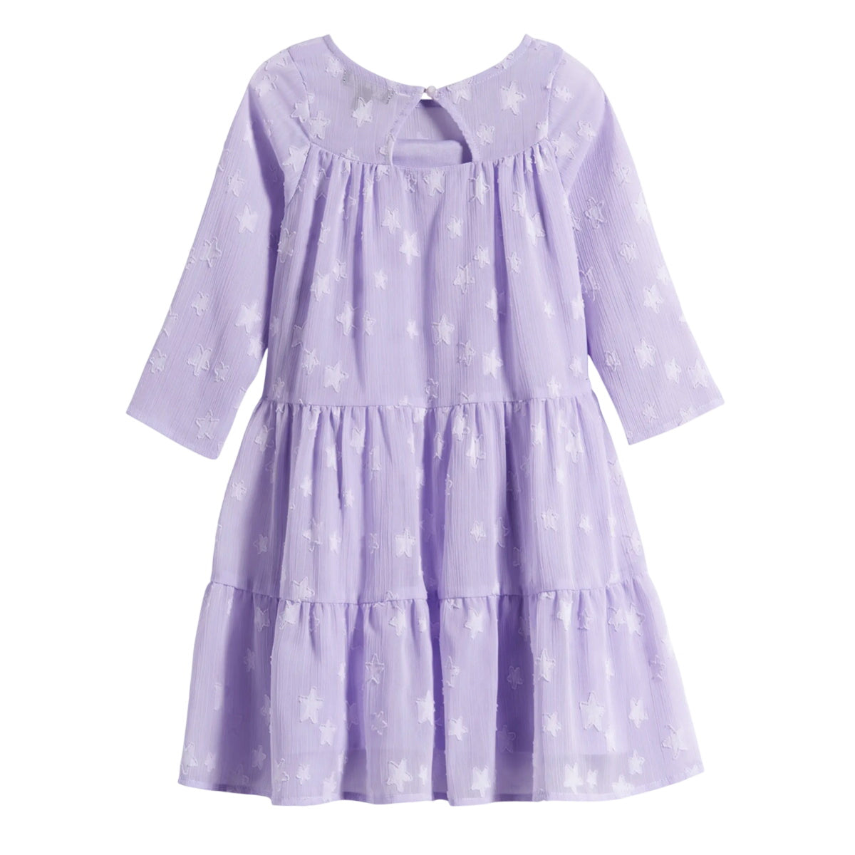 Girls Star Long Sleeve Tiered Party Dress