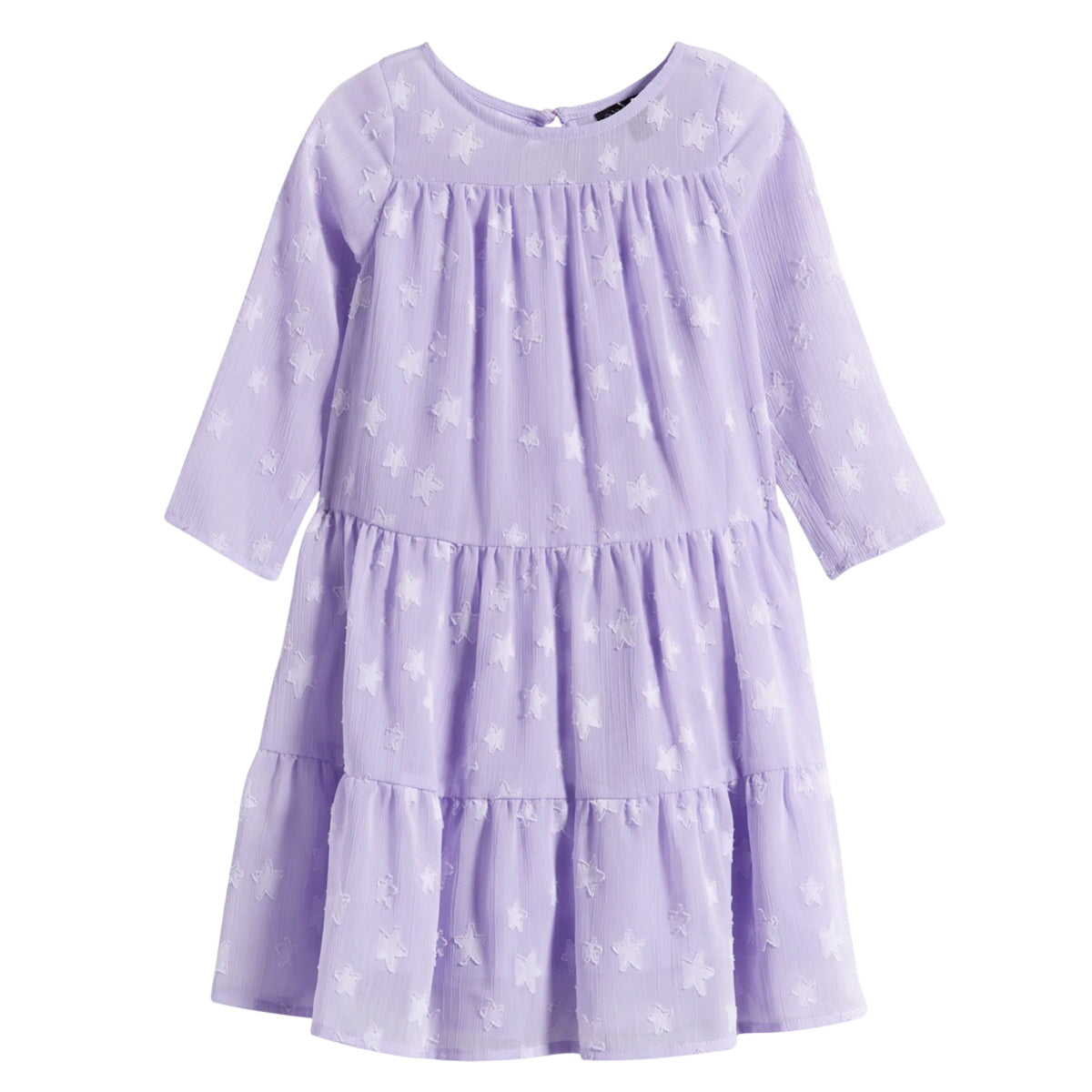 Girls Star Long Sleeve Tiered Party Dress
