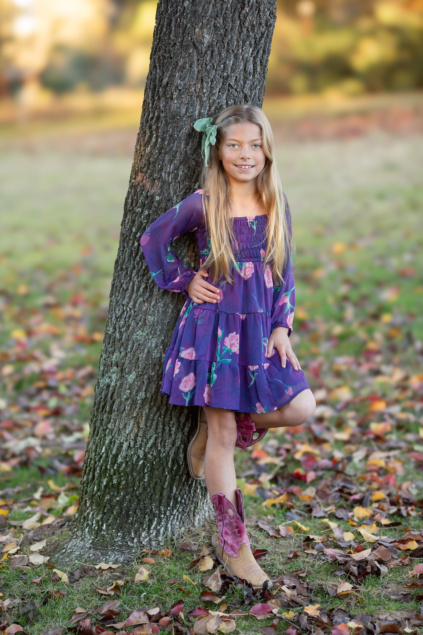 Tween Swiss Dot Long Sleeve Dress