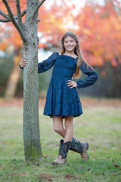 Tween Lurex Clip Dot Chiffon Smocked