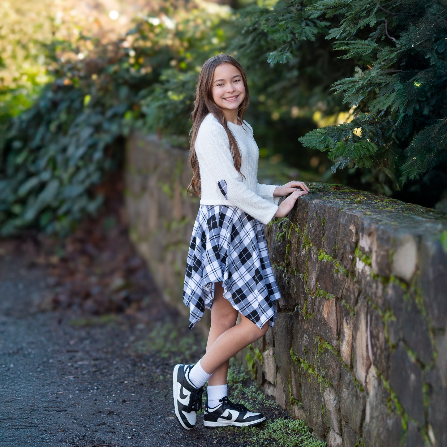Tween Long Sleeve Plaid Dress