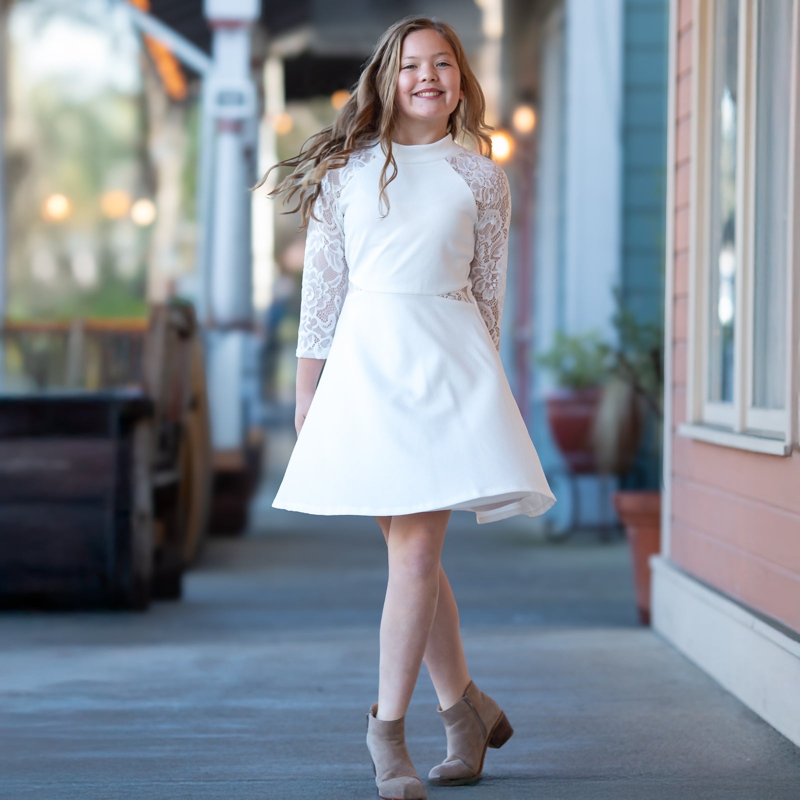 Tween Lace Ponte Skater Dress