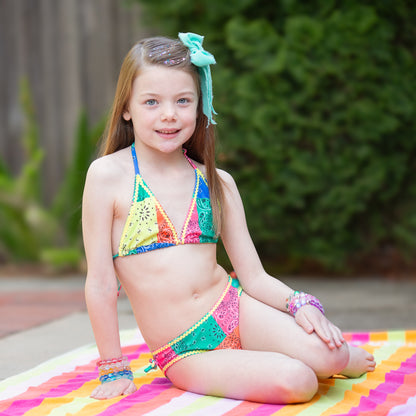 Tween Bandana Patchwork Print Two-Piece Swimsuit