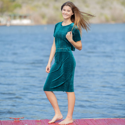 Tween Textured Velvet Skirt & Top Set