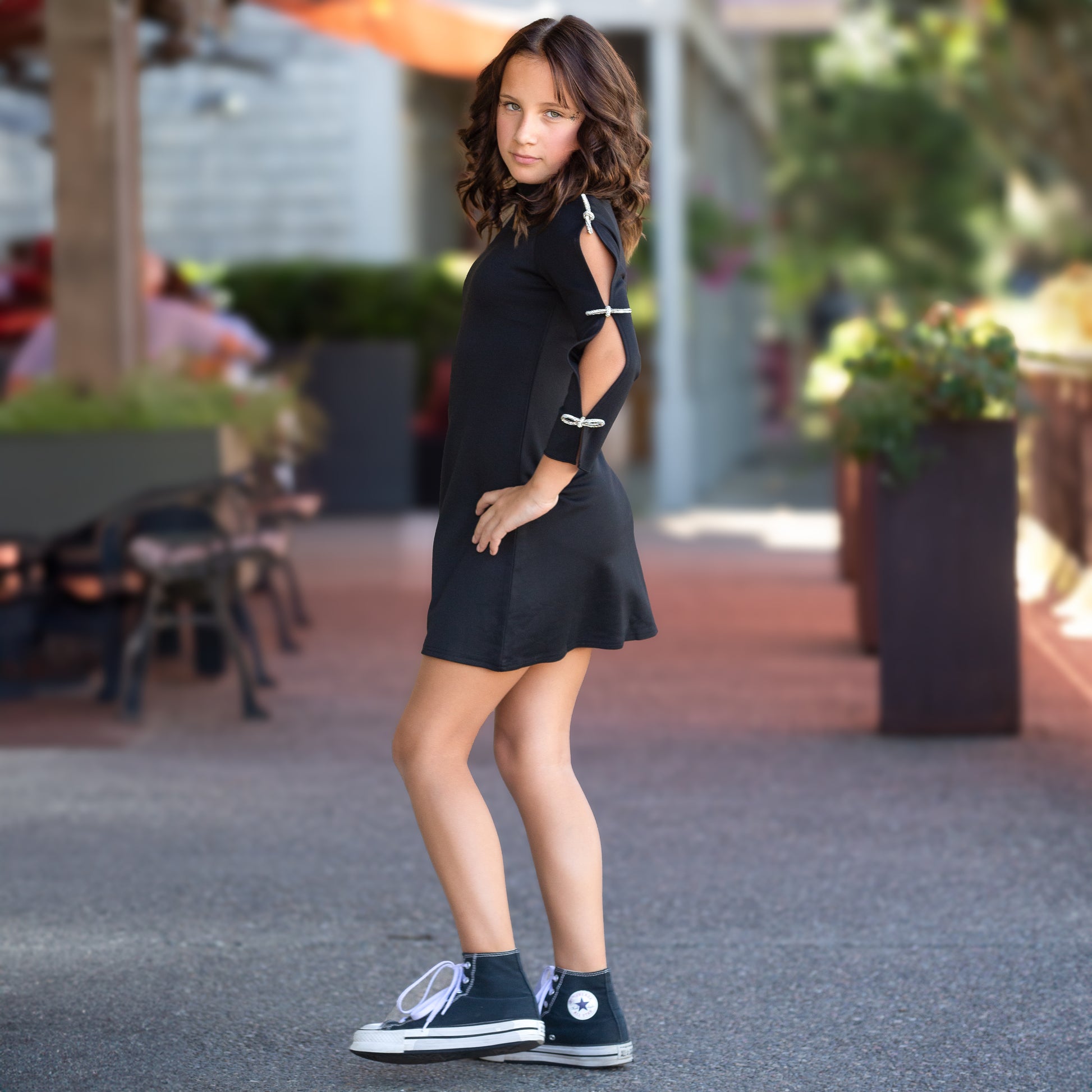 Tween Solid Shift W/Bow Sleeve 14 / Black / Big Girl Tween Solid Shift W/Bow Sleeve 14 / Black / Big Girl