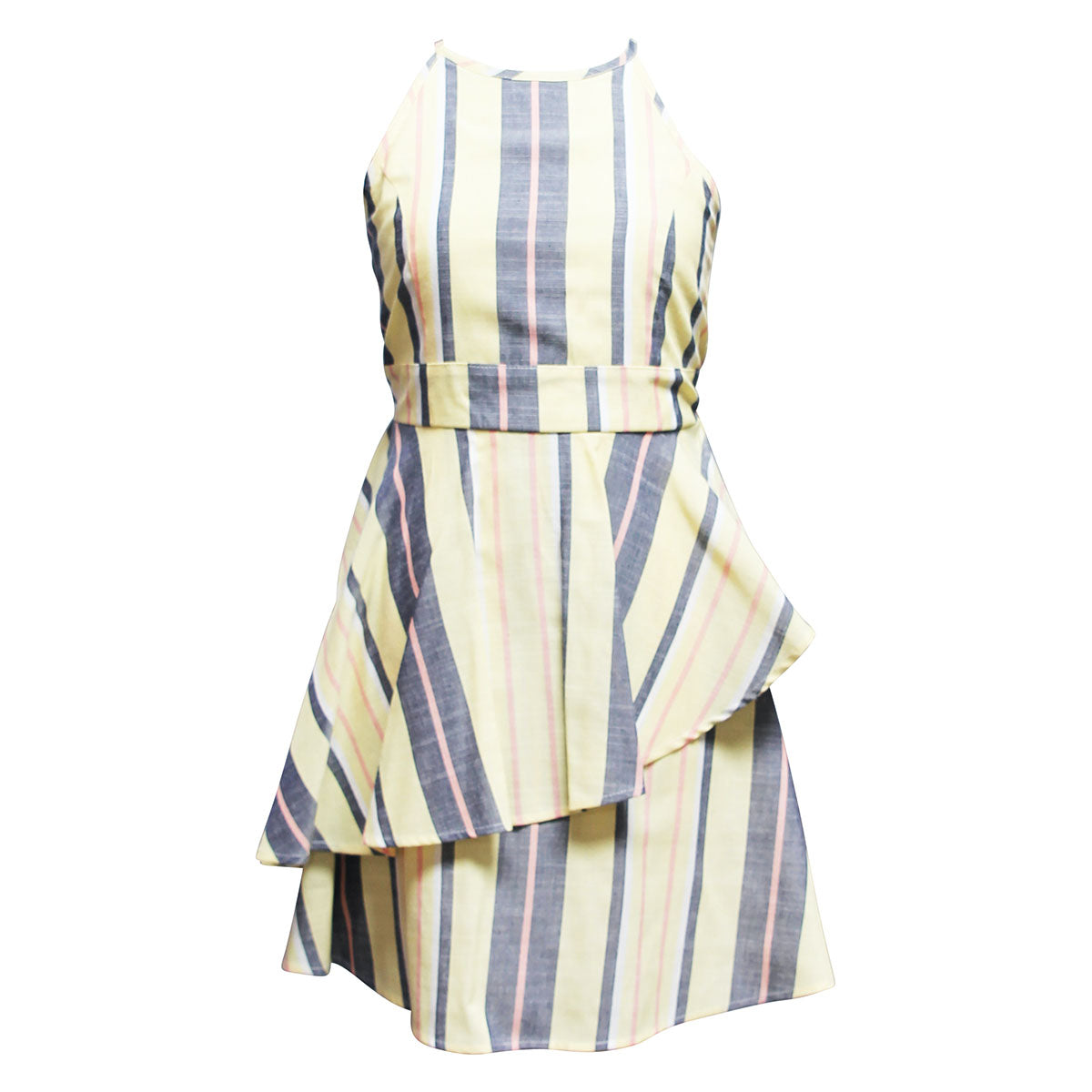Yarn Dye Stripe Peplum Dress