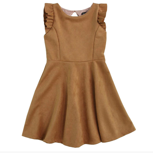 Girls Suede Crew Neck Dress