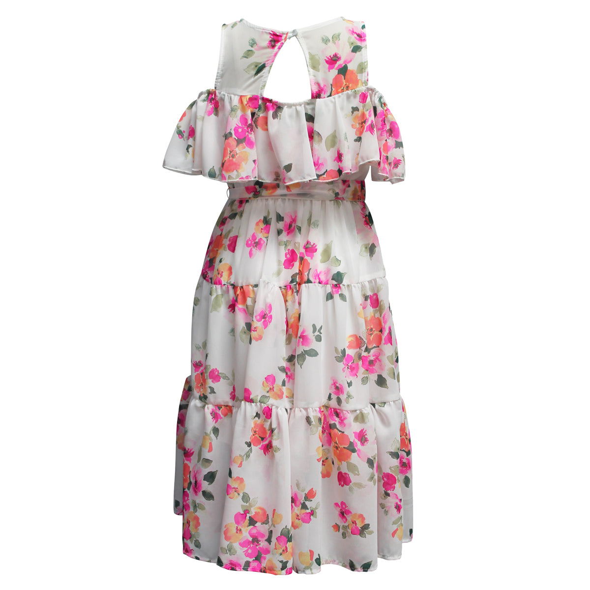 Floral Print Ruffle Maxi Dress
