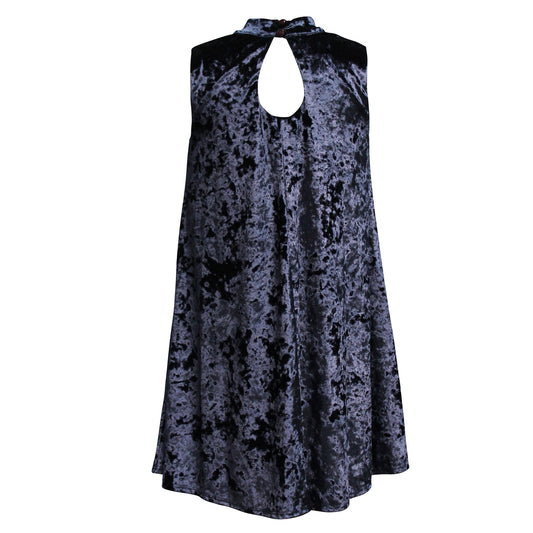 Velvet Sleeveless Mock Neck Dress