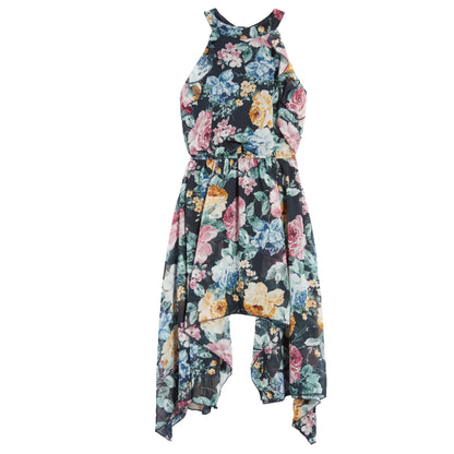 Floral Sleeveless Asymmetric Dress