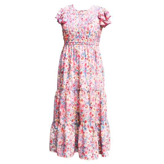 Chiffon Smocked Ruffle Maxi Dress