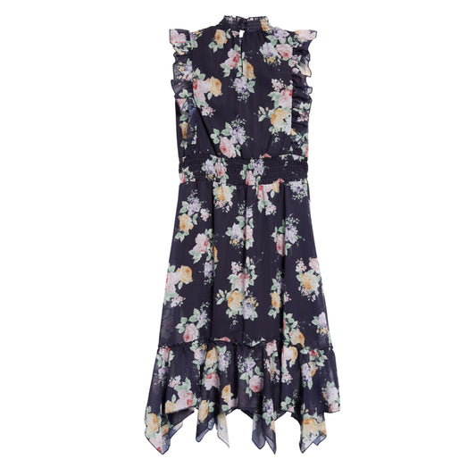 Floral Print Sleeveless Chiffon Maxi Dress