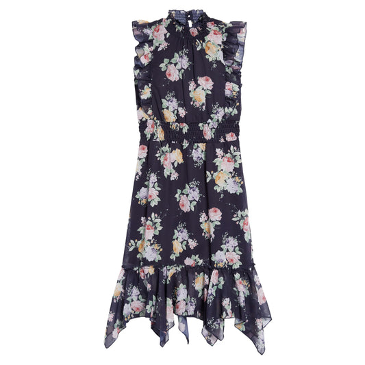 Floral Print Sleeveless Chiffon Maxi Dress